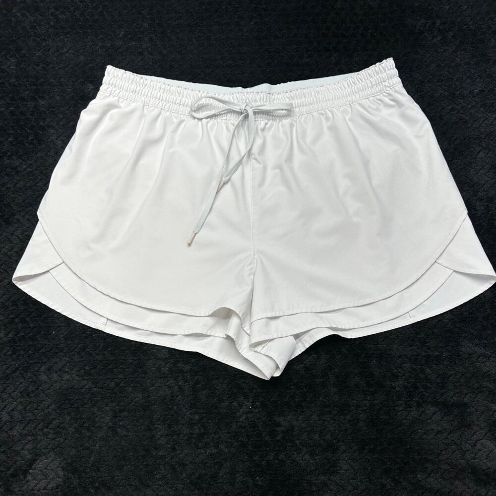 CALIA Women's Drawstring Step Up Shorts Large Ivory Active Casual